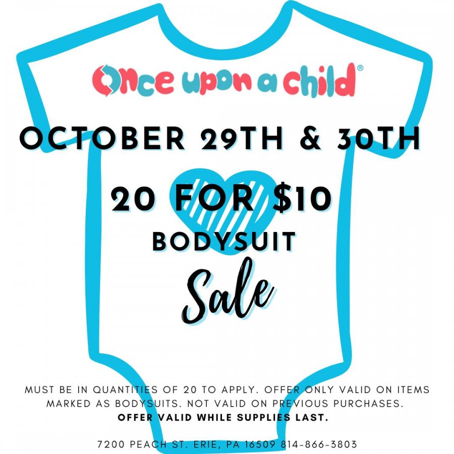 Once Upon A Child 20 For $10 Bodysuit Sale - Erie, PA