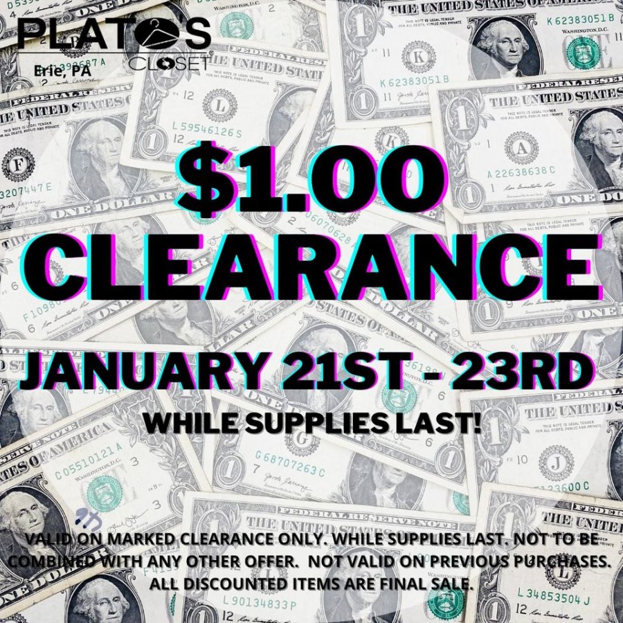 Plato's Closet $1.00 Clearance Sale - Erie, PA