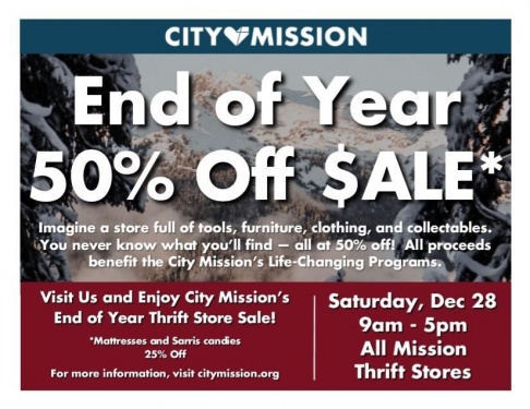 City Mission Thrift Store End of Year Sale