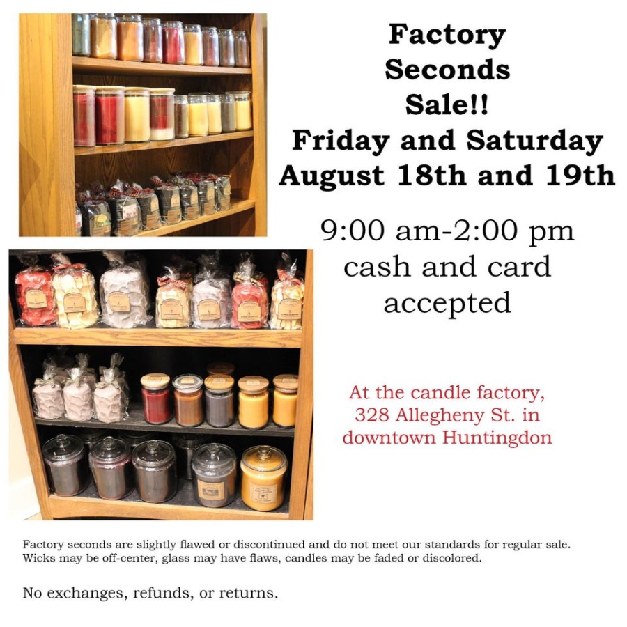Thompson's Candle Gift Shop Factory Seconds Sale