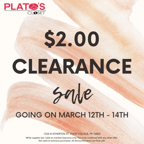 Plato's Closet $2.00 Clearance Sale - State College, PA